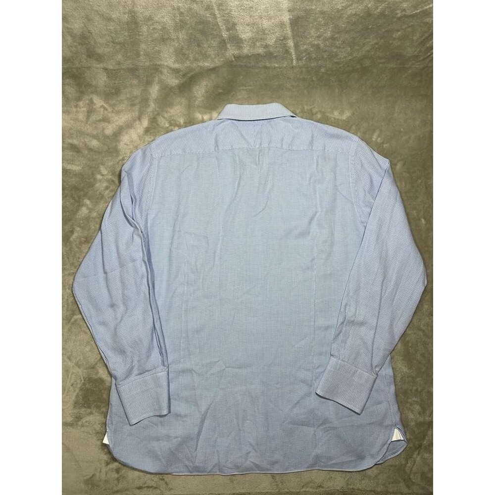 Tom Ford Button Down Shirt Men Size 46/18 XXL Blue Cotton Long Sleeve Dress Top - Picture 9 of 11